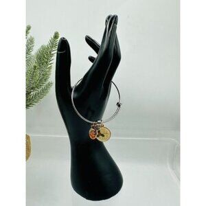 Alex and Ani Meet Me Under the Mistletoe Charm Bangle Bracelet Silver Gold Tone